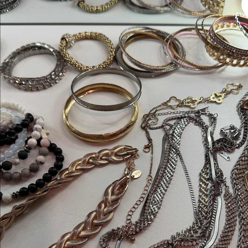 Gold and Silver Bracelet/Ring/Necklace Set - Picture 7 of 9